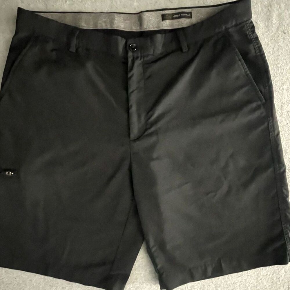 Greg Norman Golf Shorts Mens 38 Black Performance Stretch Flat Front 10 Inseam